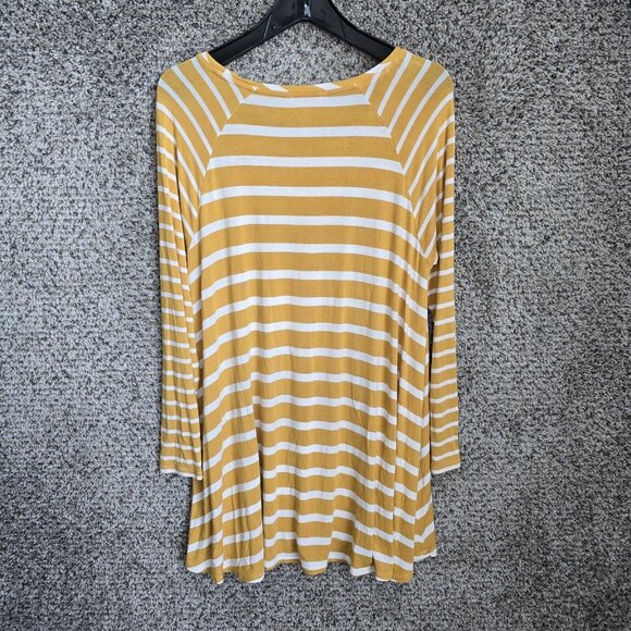Matilda Jane Top Womens Large Yellow Striped Stretch Tunic Long Sleeve Casual - Picture 7 of 7